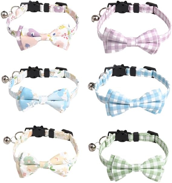 Cat Collar with Safety Closure and adjustable pet collar With a Bow