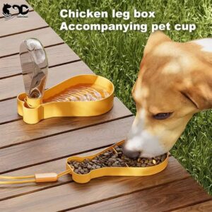 Chicken Leg-Shaped Pet Feeding Bowl with Water Bottle
