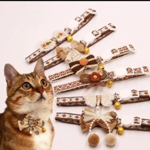 Cat brown collars with bows and charms